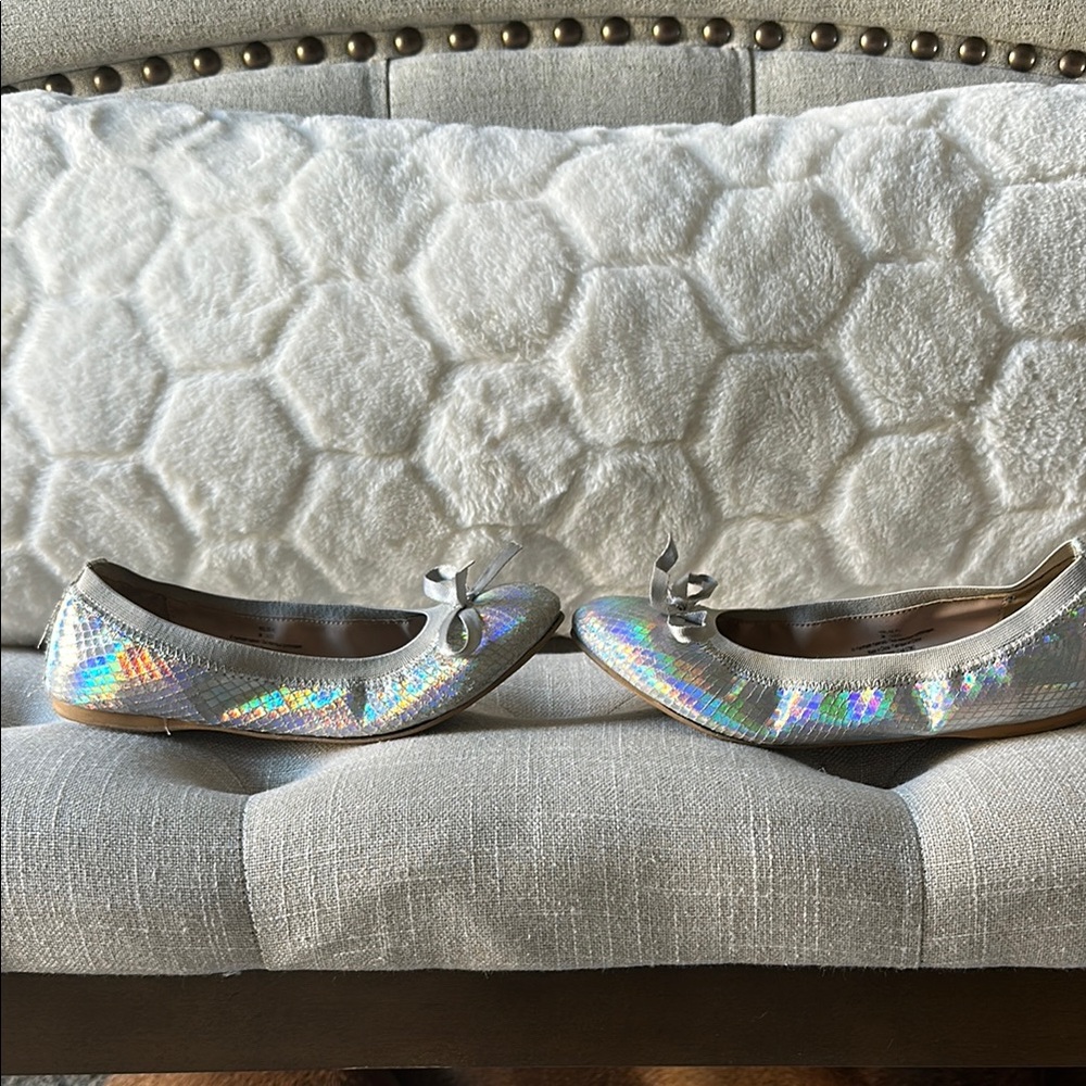 Nordstrom Silver Dress Shoes Iridescent Ballet Flats